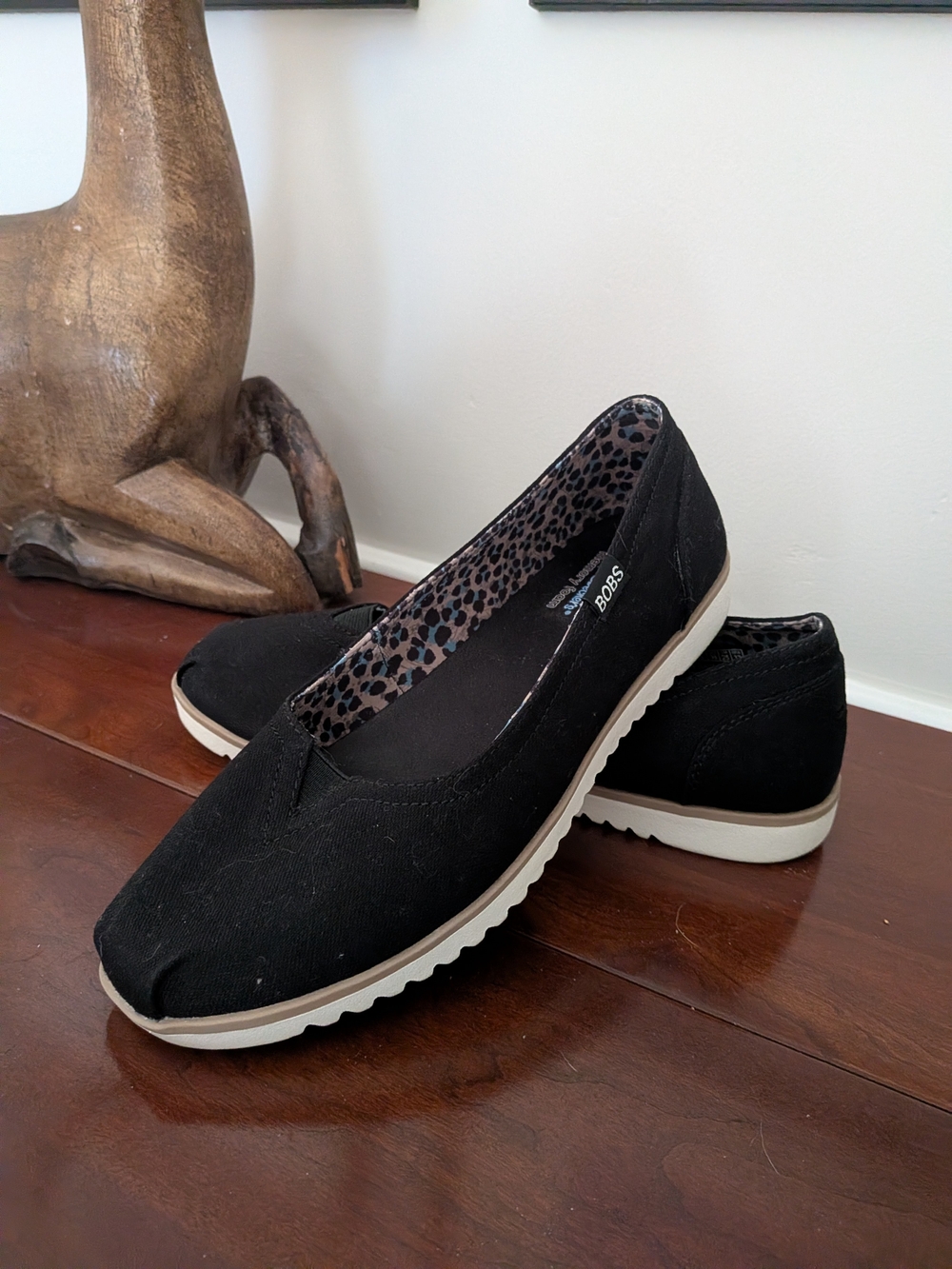 Bob's Skechers Black Slip-On Casual Flats